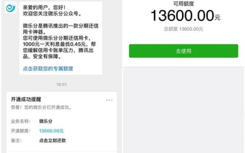 外面在卖的微信版花呗借呗开通方法 可贷信用额度查询地址