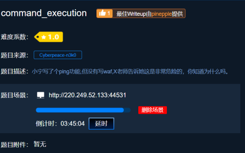 XCTF攻防世界web新手练习—command_execution