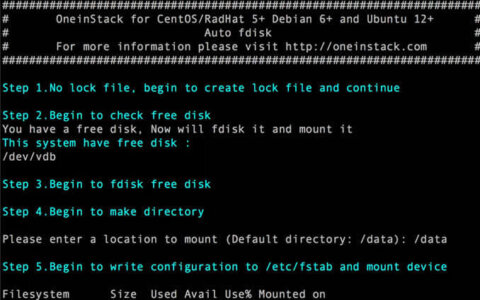一键脚本实现Linux服务器挂载数据硬盘指定目录