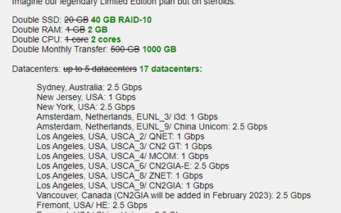 搬瓦工神秘套餐月付99美元，2H2G40GSSD1T流量，可切换17个机房(香港CMI/美西CN2 GIA/日本软银/荷兰9929)