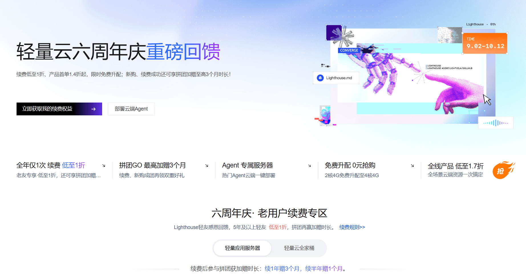 腾讯云轻量云服务器六周年 - 新购低至年付109元 续费低至1折