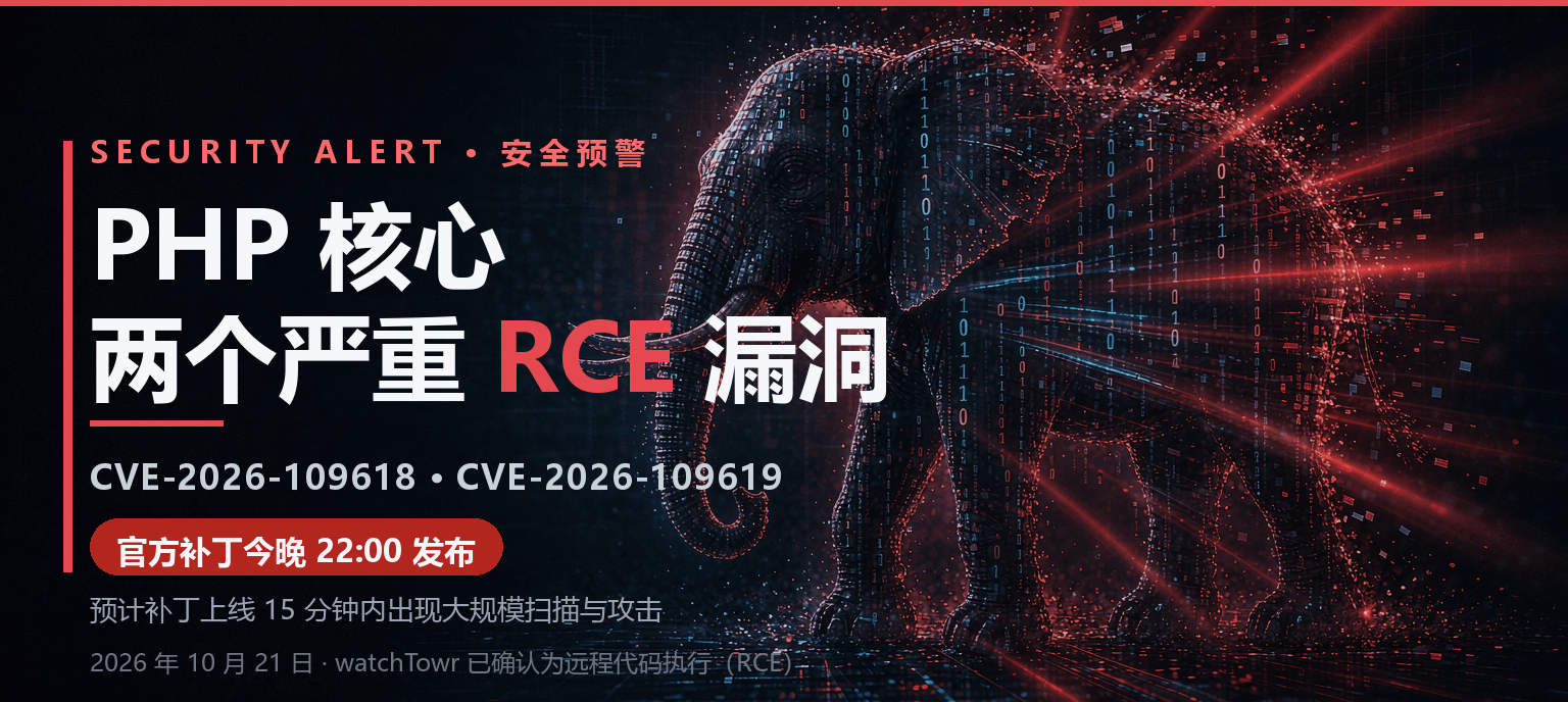 PHP 核心曝两个严重 RCE 漏洞（CVE-2026-109618 / CVE-2026-109619）：补丁今晚 22:00 发布，预计 15 分钟后遭大规模扫描